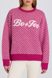 Oh Polly Knitwear Logo Pull Oversize Magenta