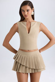 Oh Polly Nada mini jupe plissée camel taille basse