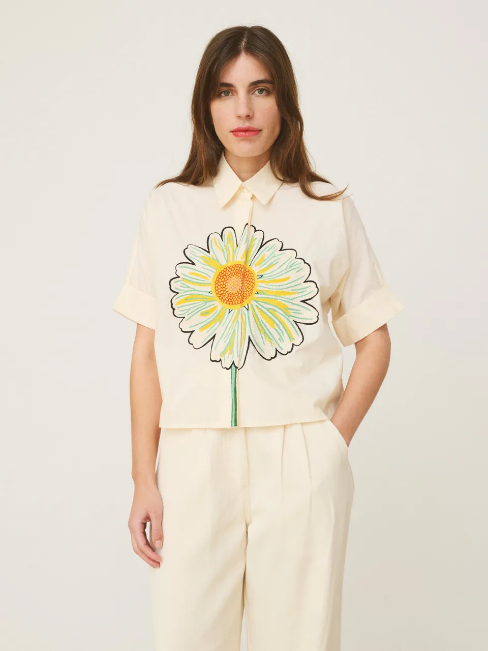 Mii Chemise Alba Marguerite chemisier brodé main