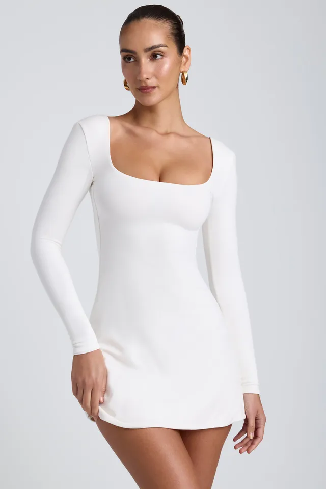 Oh Polly Hope Robe Mini 8125 Blanche Modal Col Carré