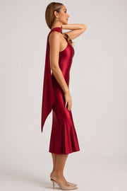 Oh Polly Shaya 11995 Robe midaxi rouge asymétrique