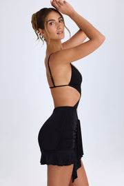 Oh Polly Cerai Robe Mini Noire À Volants Découpée