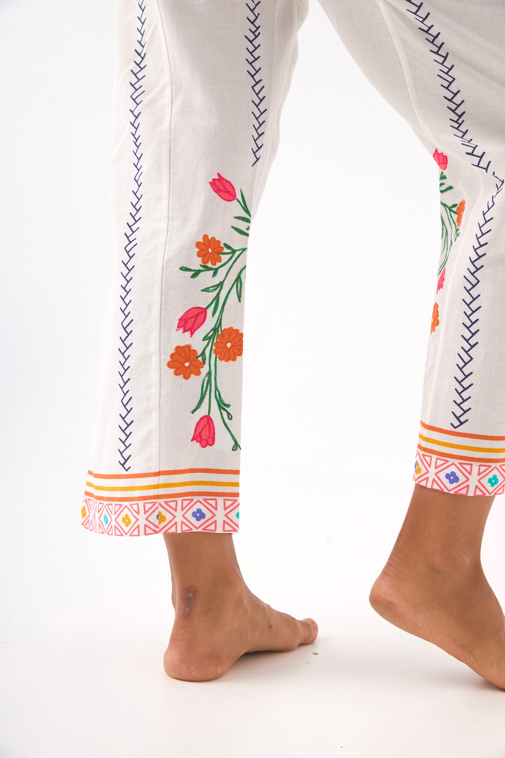 CHICOSOLEIL Iggy pantalon off white XS-XL brodé coton