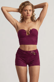 Oh Polly Tarni top bandeau violet texture croco