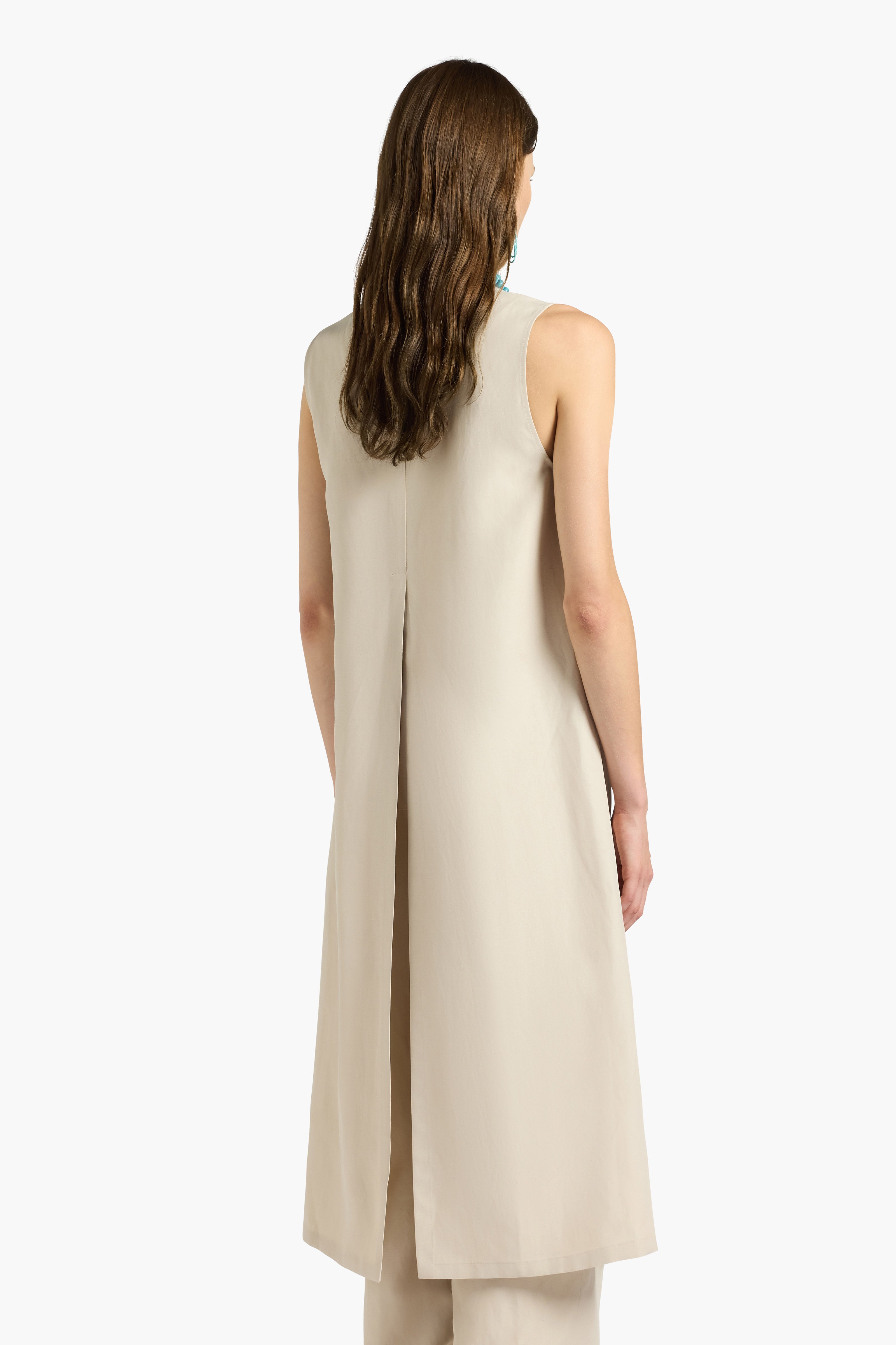 Liviana Conti Kirsten gilet long beige viscose lin