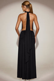 Oh Polly Merryth robe maxi noire dos nu fendue