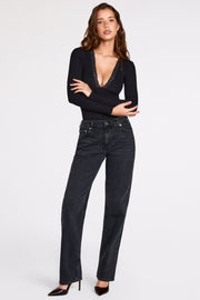 Oh Polly Bodysuits Verity body noir modal cotele dentelle