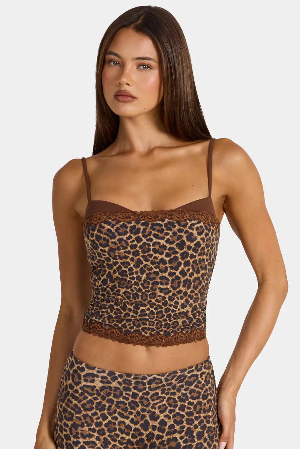 Oh Polly Arna 16565 crop top léopard modal dentelle