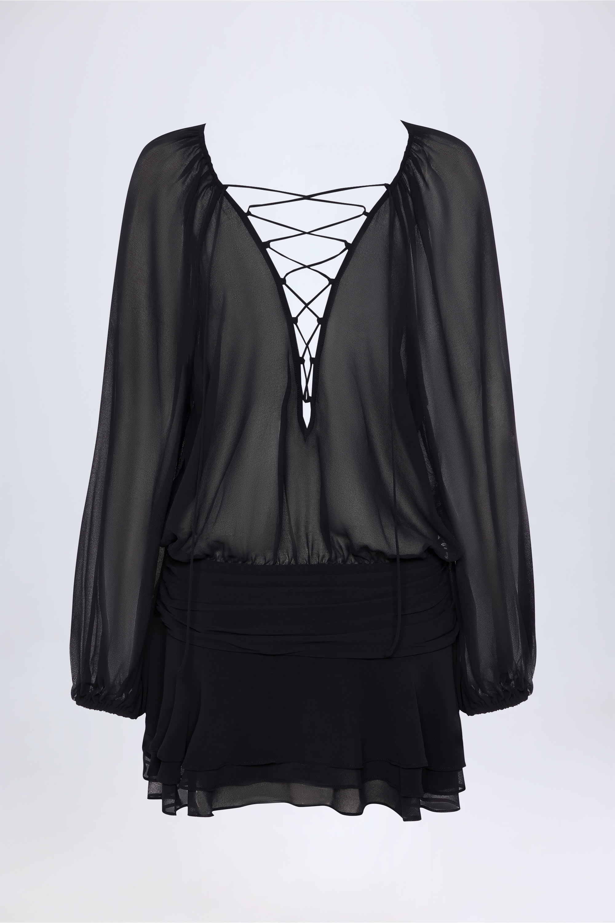 Oh Polly Dresses Avalon mini robe noire manches ballon
