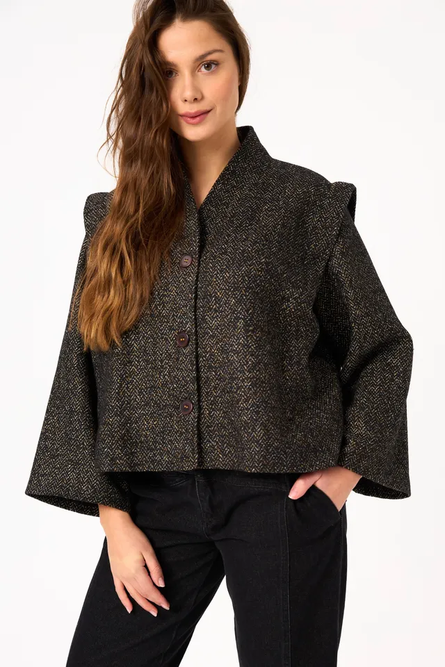 Chicosoleil Akira veste courte tweed mystic chevron