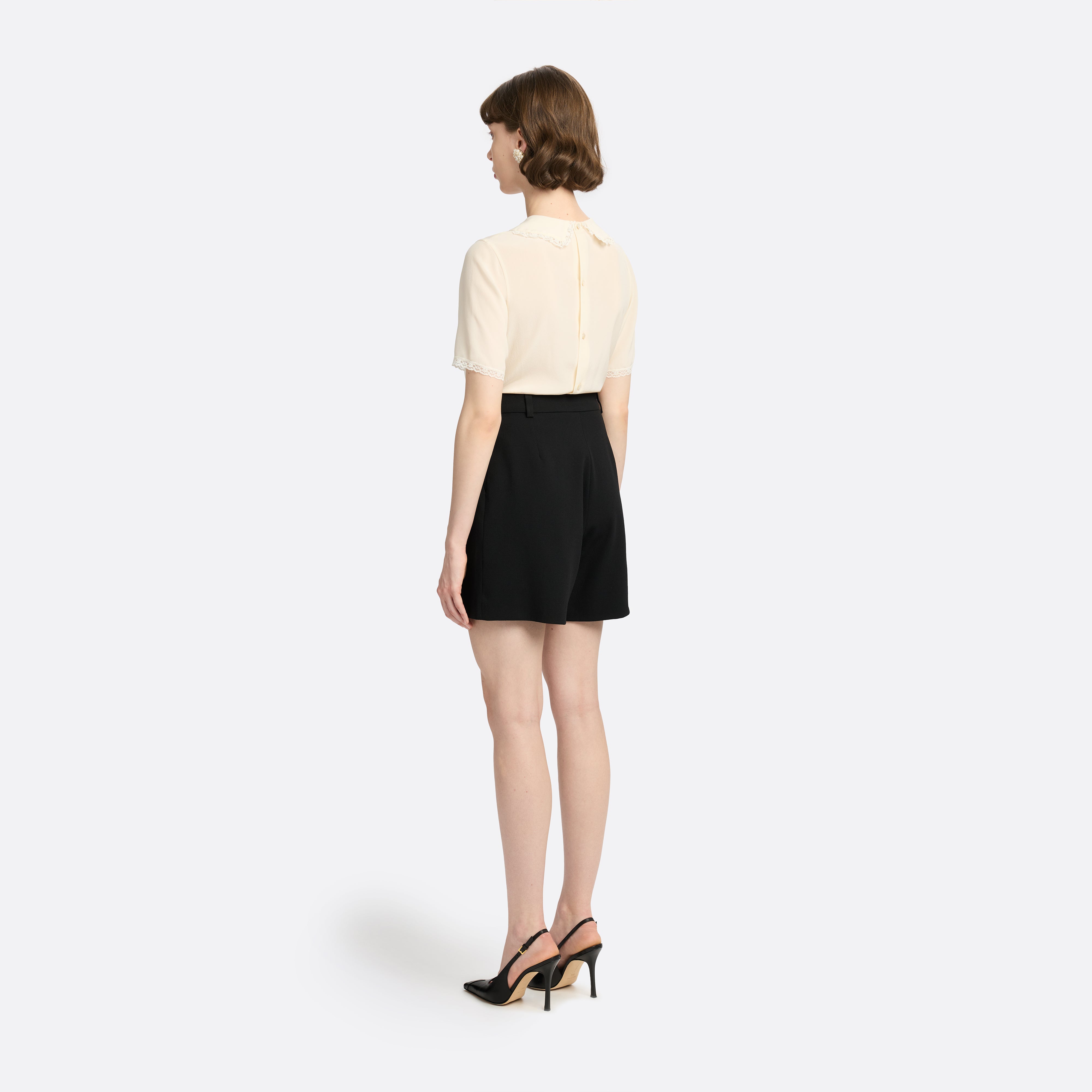 Alessandra Rich bermuda laine crêpe noir 36