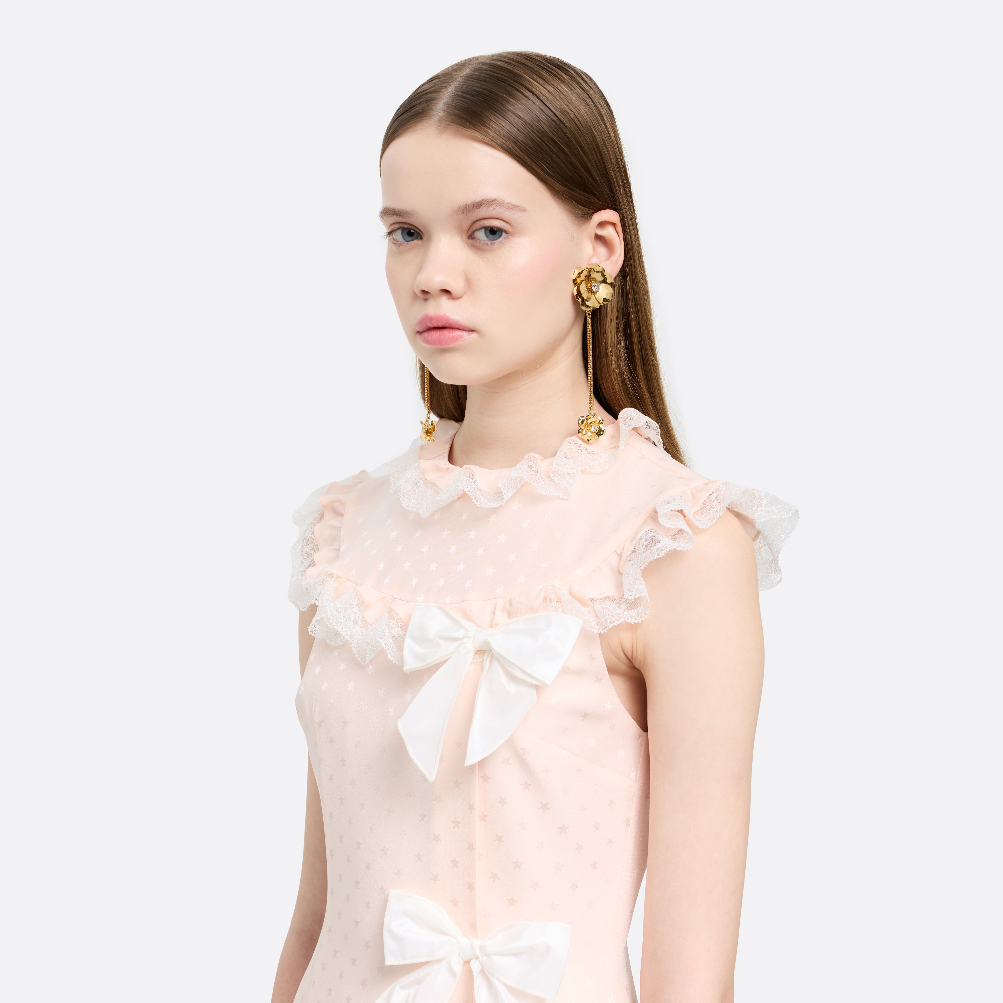 Alessandra Rich Flower Drop boucles fleurs doré OS