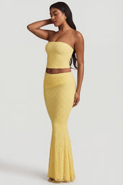 Oh Polly Tops Tamia top bustier Pastel Yellow dentelle