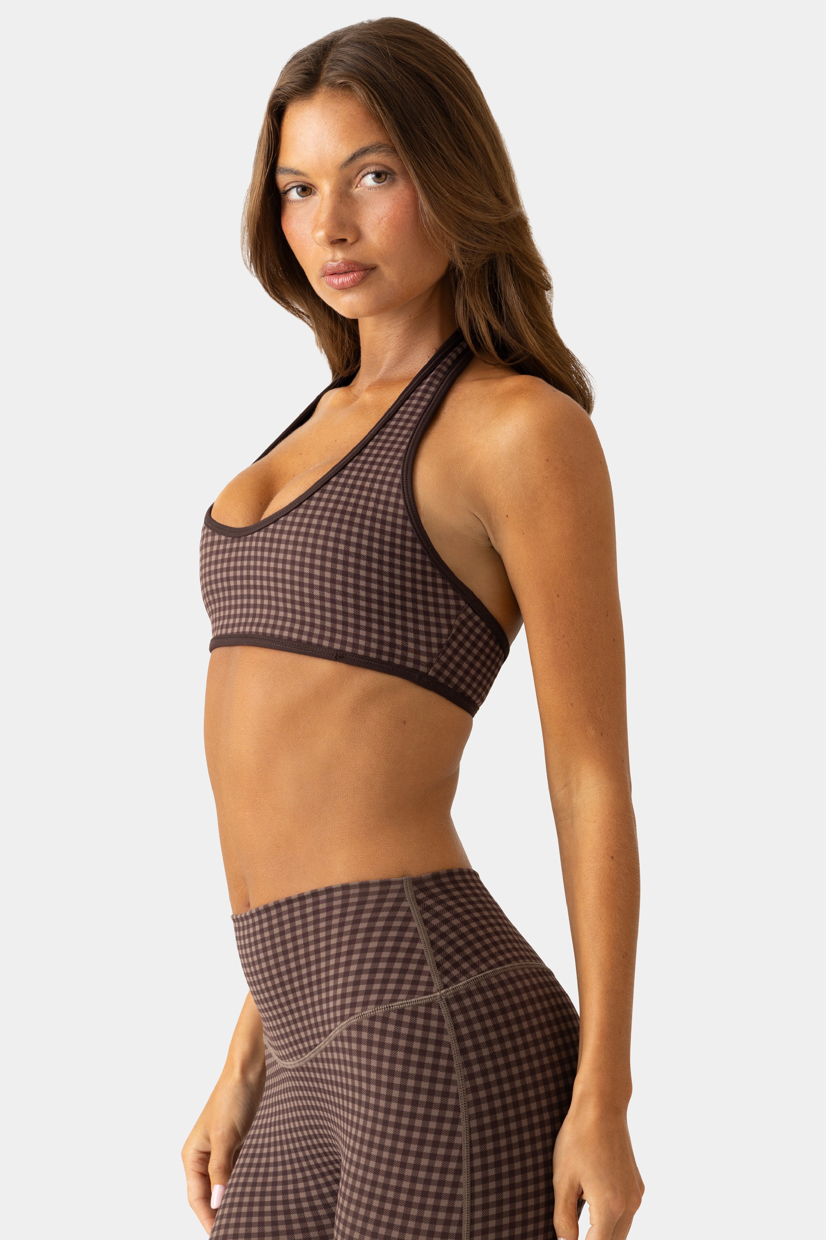 Oh Polly Bo+Tee Brassière sport réversible Espresso Gingham