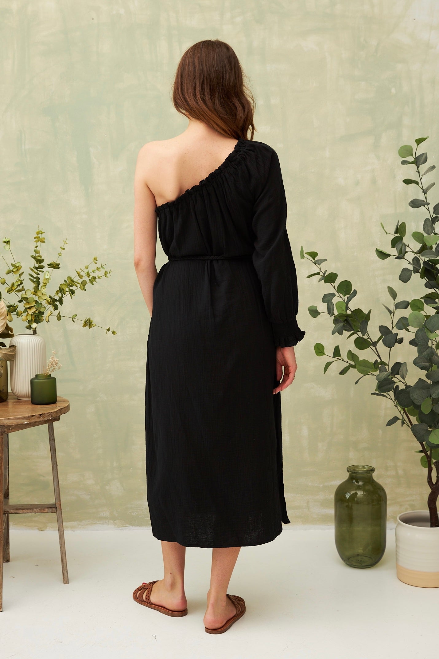 Chicosoleil Pepita Robe noir gaze coton