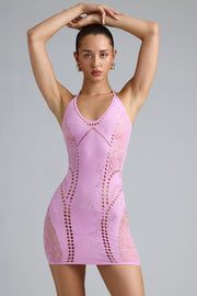 Oh Polly Embellished Tori Mini Robe Violet Pink strass