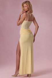 Oh Polly Rosina robe longue corset beurre fente cuisse