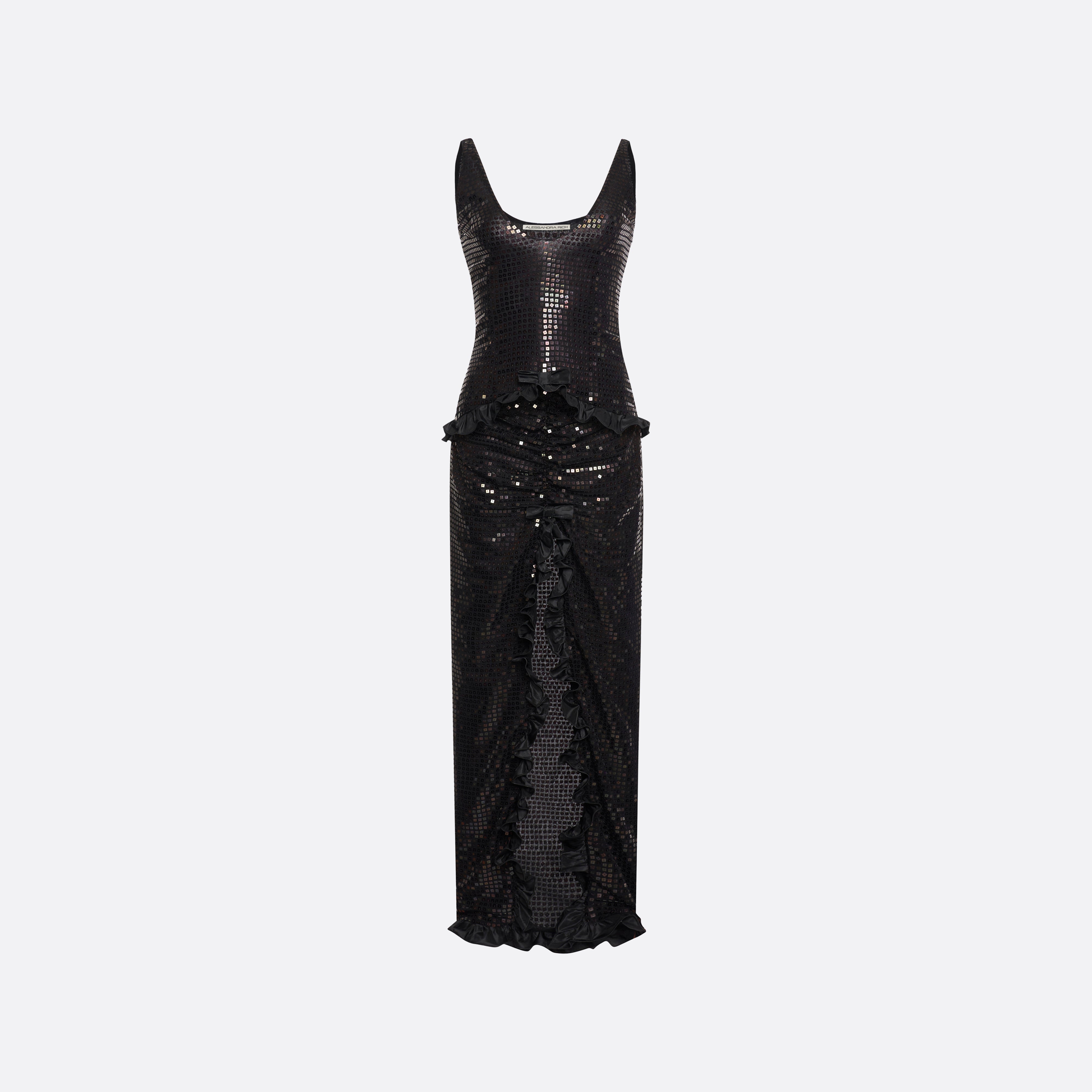 Alessandra Rich Dresses robe de soirée soie noire sequins
