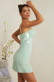 Oh Polly Embellished Constance robe courte sauge sequins