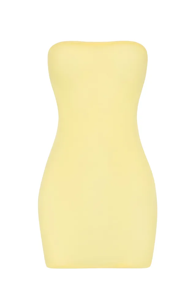 Oh Polly Slip robe mini bustier jaune bretelles amovibles