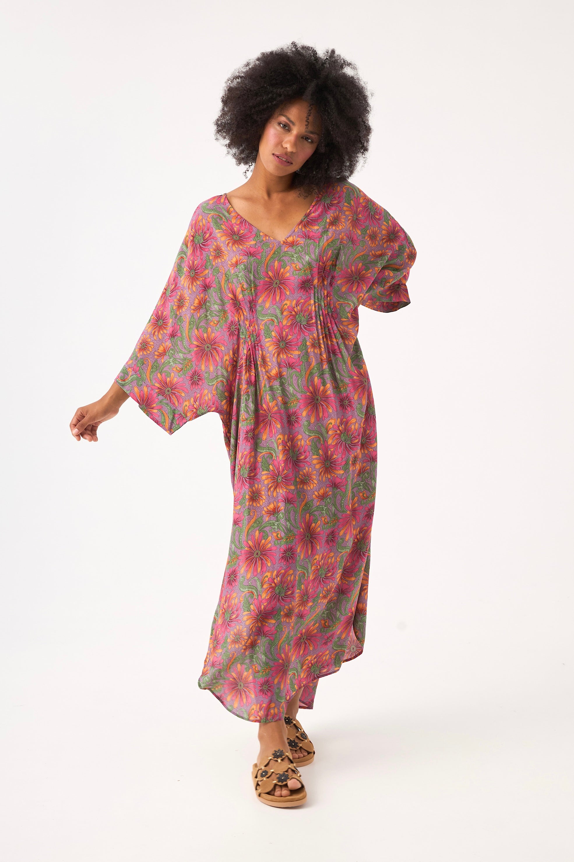 Chicosoleil Kaili robe kaftan satin fleur de satin