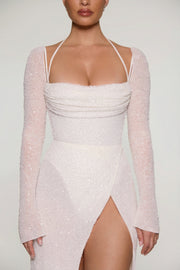 Oh Polly Champel 6139 robe maxi pearl perlée