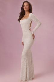 Oh Polly Isolde robe maxi perle dentelle dos nu