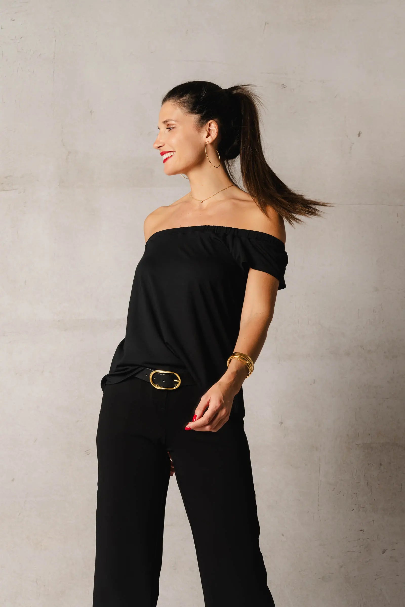 Thelma & Rose Alma top col bardot noir T1