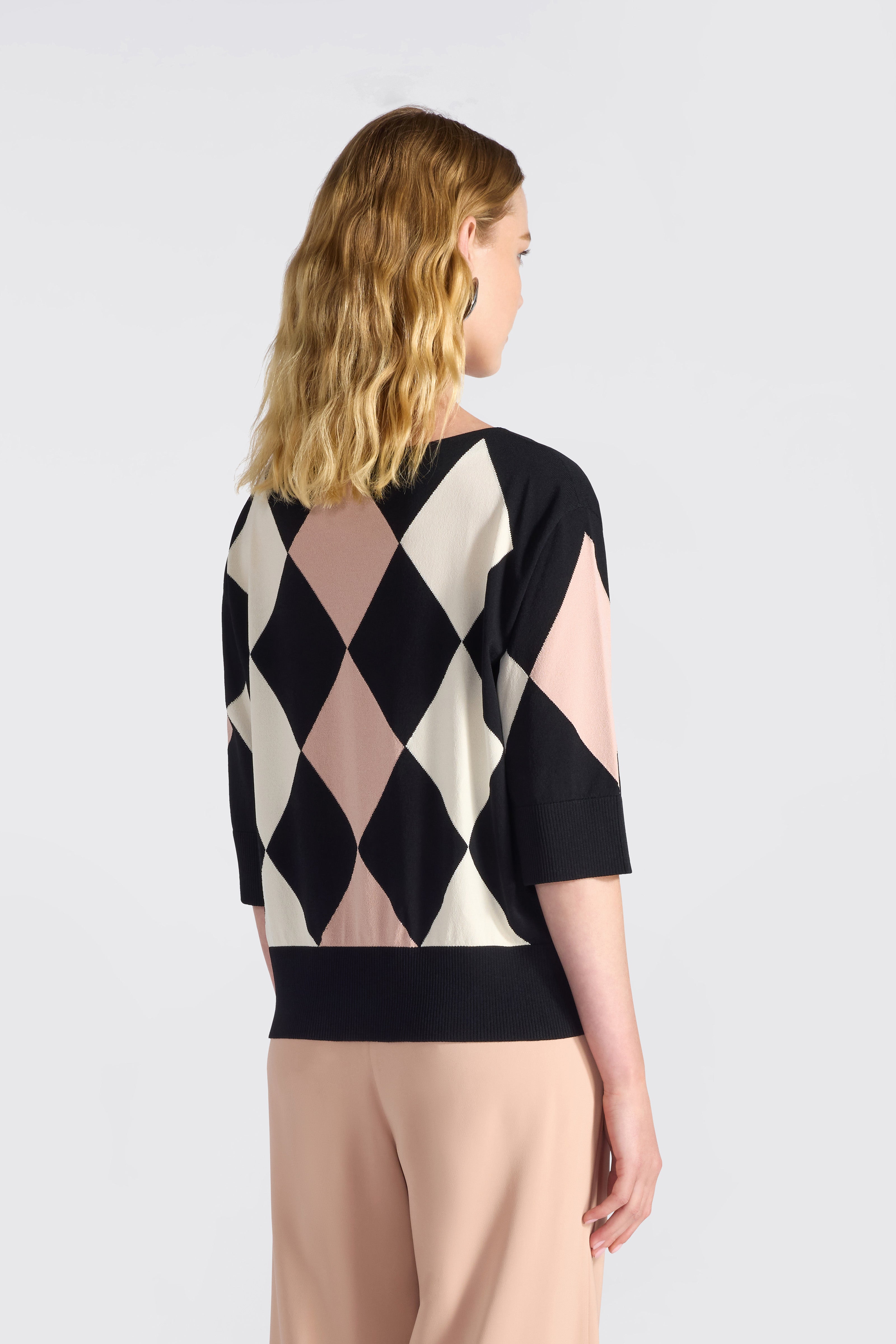 Liviana Conti Imperia pull maille rombi noir stretch