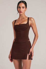 Oh Polly Tops haut marron chocolat col carré modal 16014