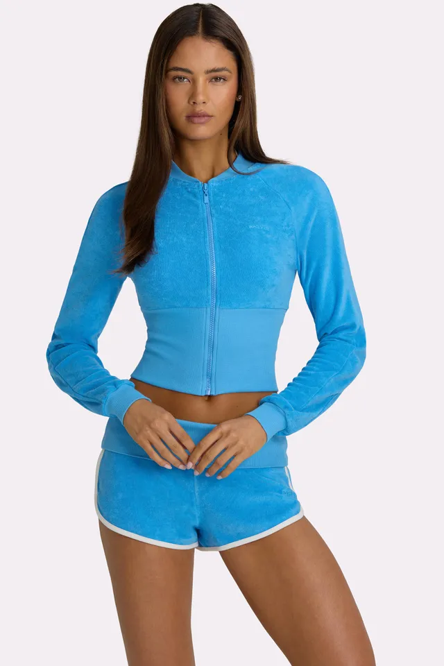 Oh Polly veste zippée bleue électrique éponge coton