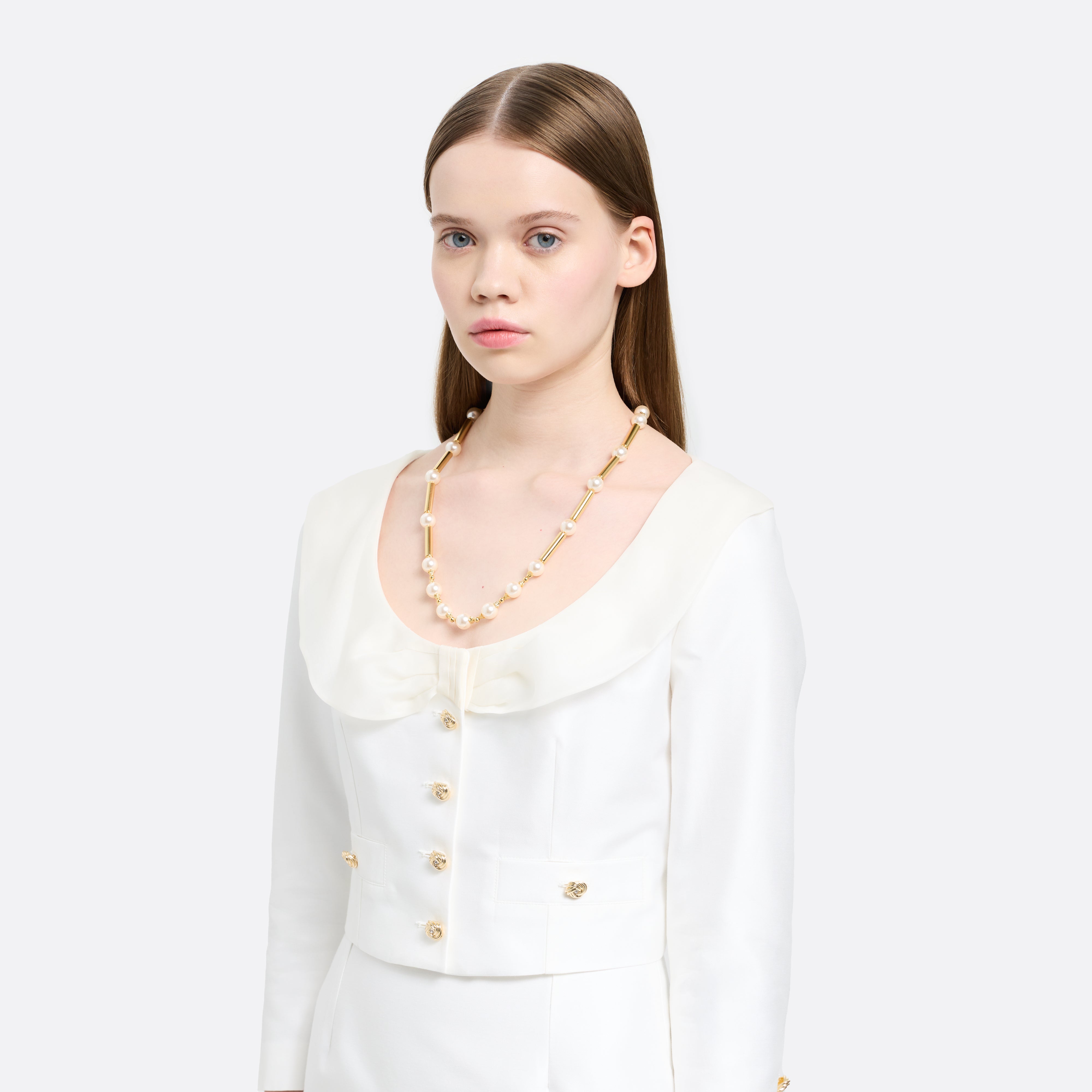 Alessandra Rich Jewellery Pearl Collier perles doré cristal