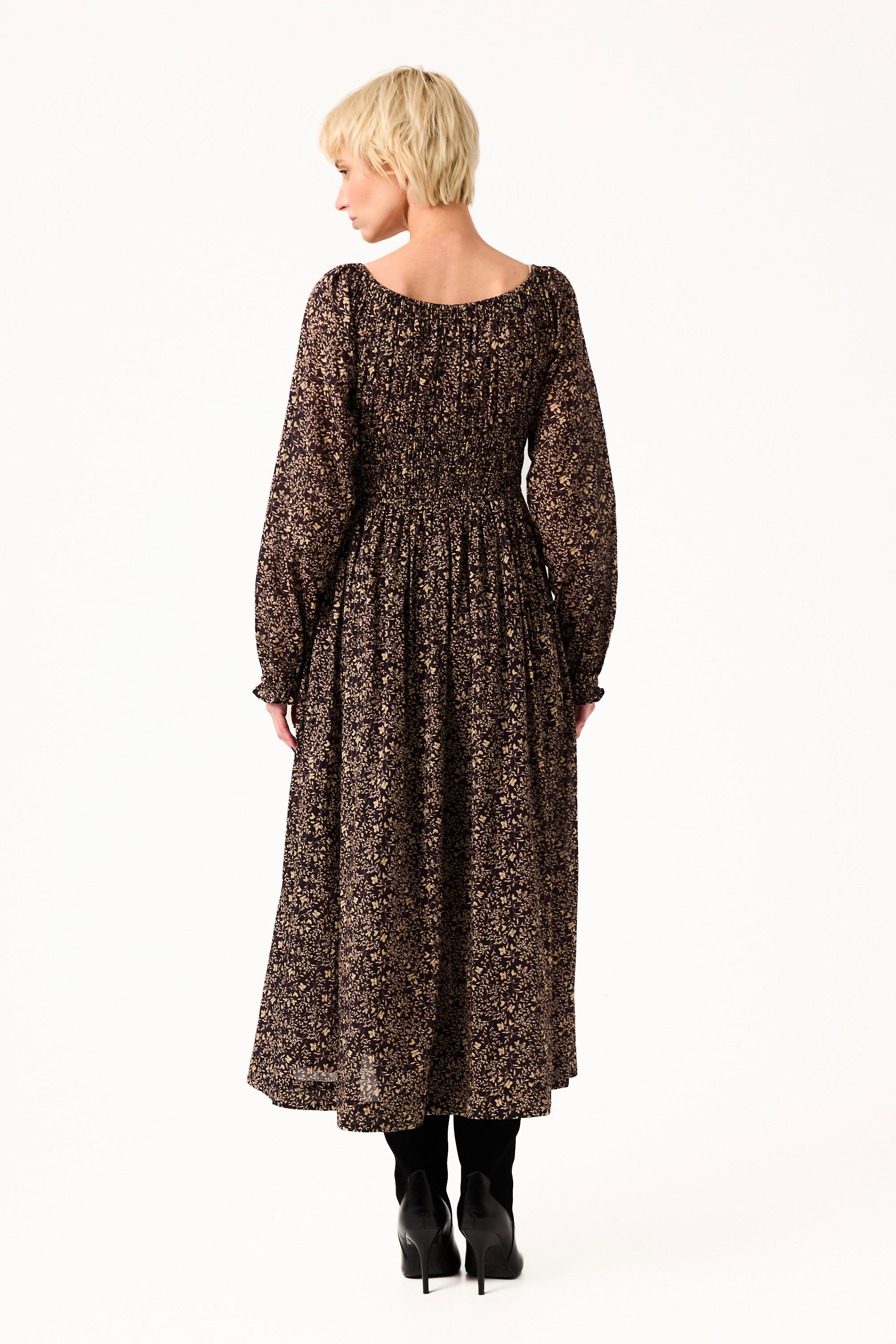 CHICOSOLEIL SUZUME robe midi coton black liberty XS-XL