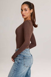 Oh Polly Elodie bodysuit marron chocolat modal plongeant