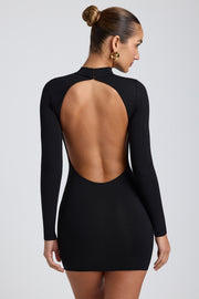 Oh Polly Dresses 8484 mini robe noire dos nu modal