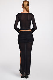 Oh Polly Diana jupe maxi transparente noire drapée