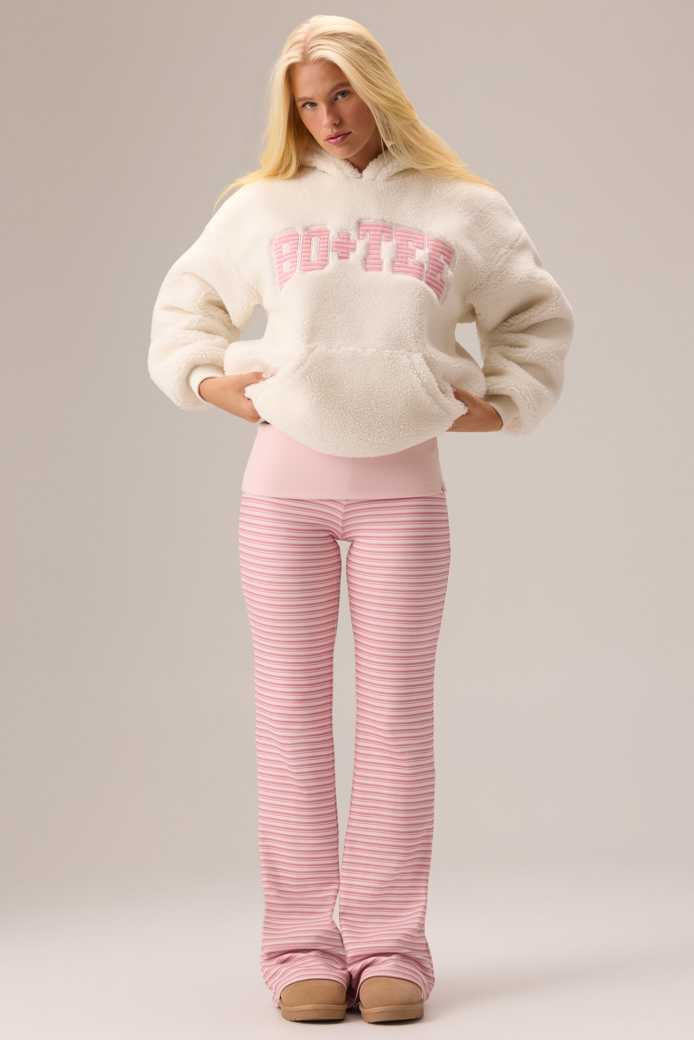 Oh Polly Bo+Tee Teddy Fleece Hoodie Vanilla beige oversize