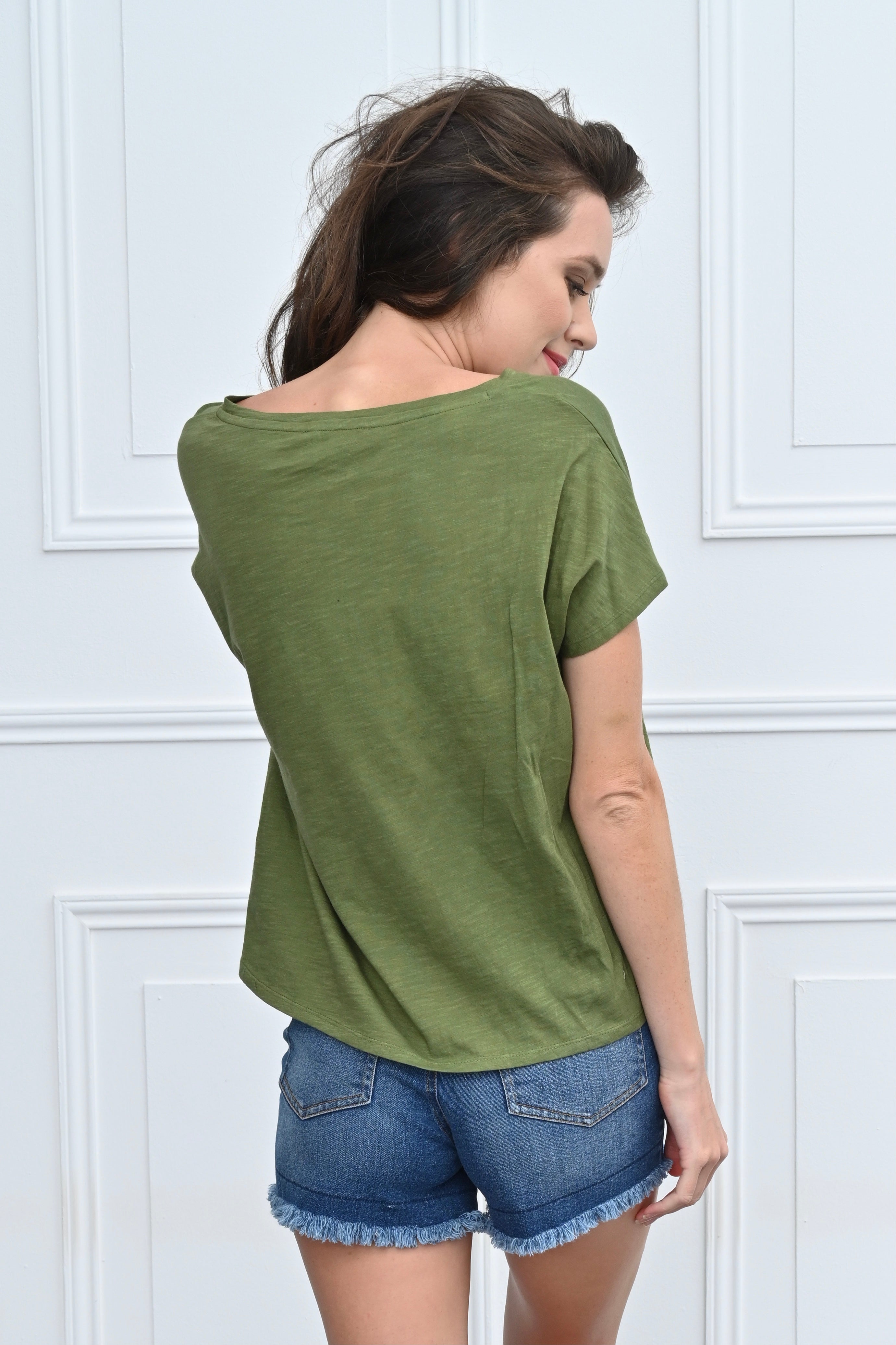 Chicosoleil Roxane tee-shirt kaki coton moulant