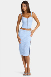 Oh Polly Ana 16577 jupe midi dentelle bleu