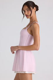 Oh Polly Cressida robe mini plissée rose clair noeud