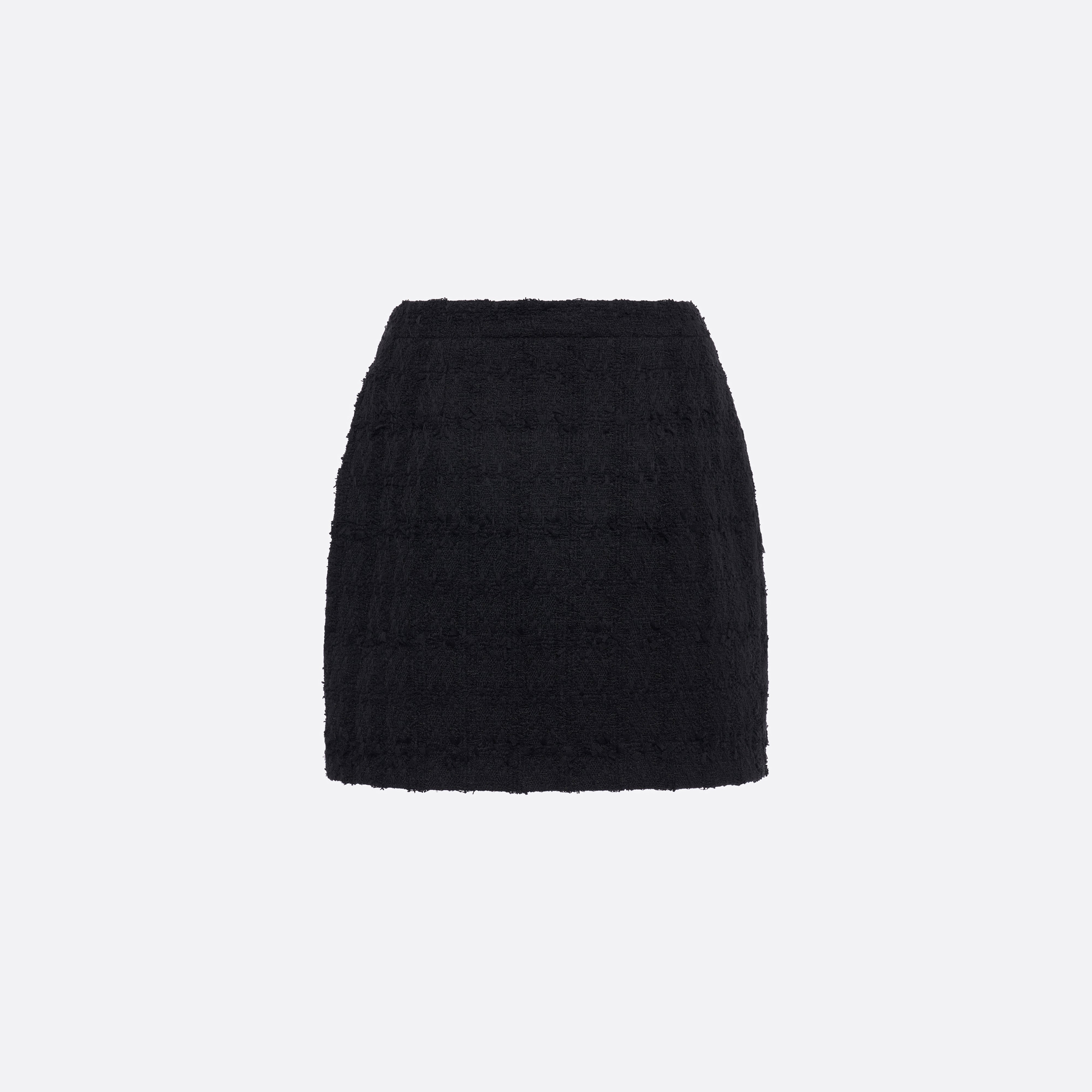 Alessandra Rich Mini jupe tweed bouclé noir carreaux
