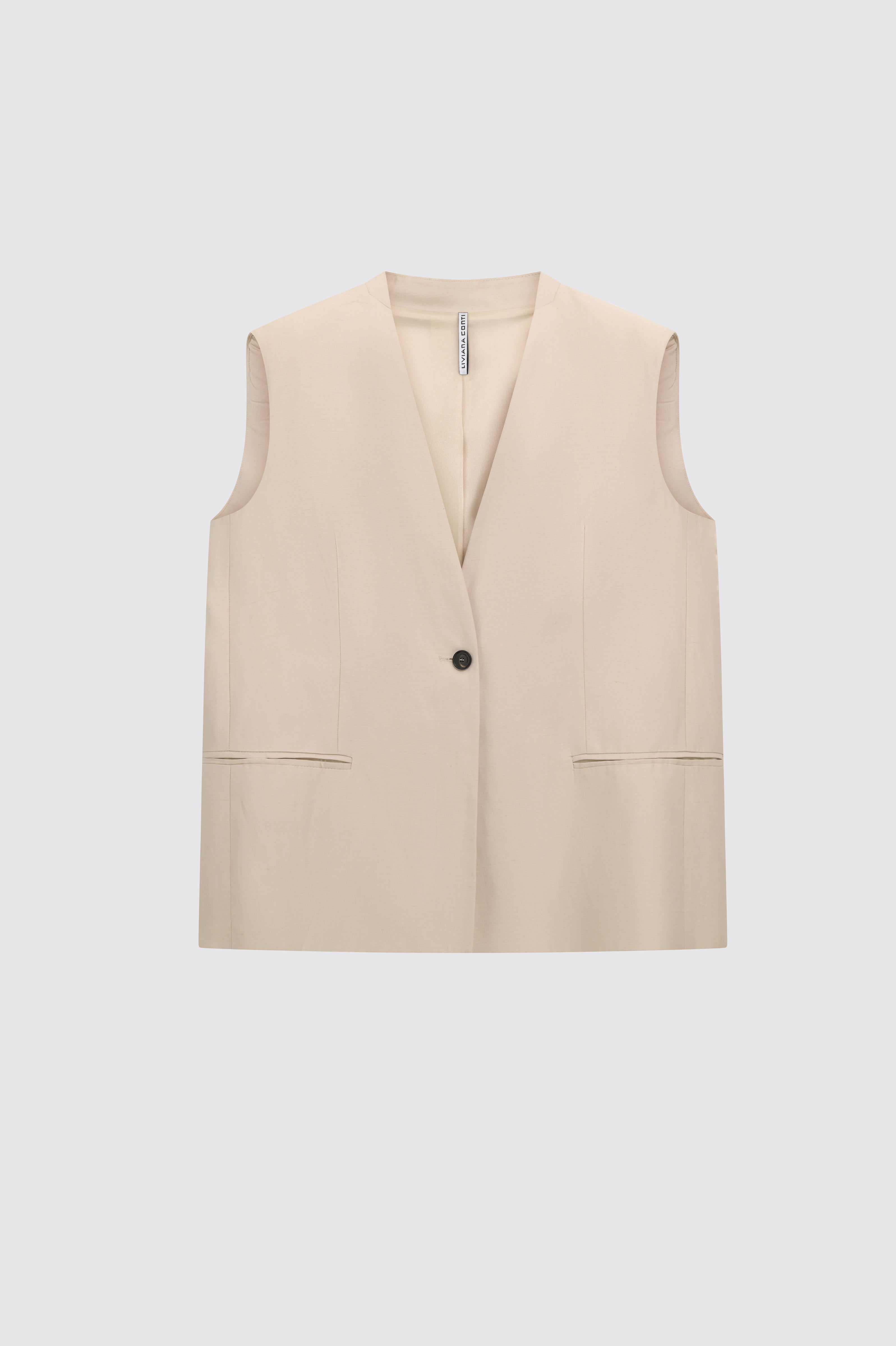 Liviana Conti Eddie gilet tailleur viscose-lin beige