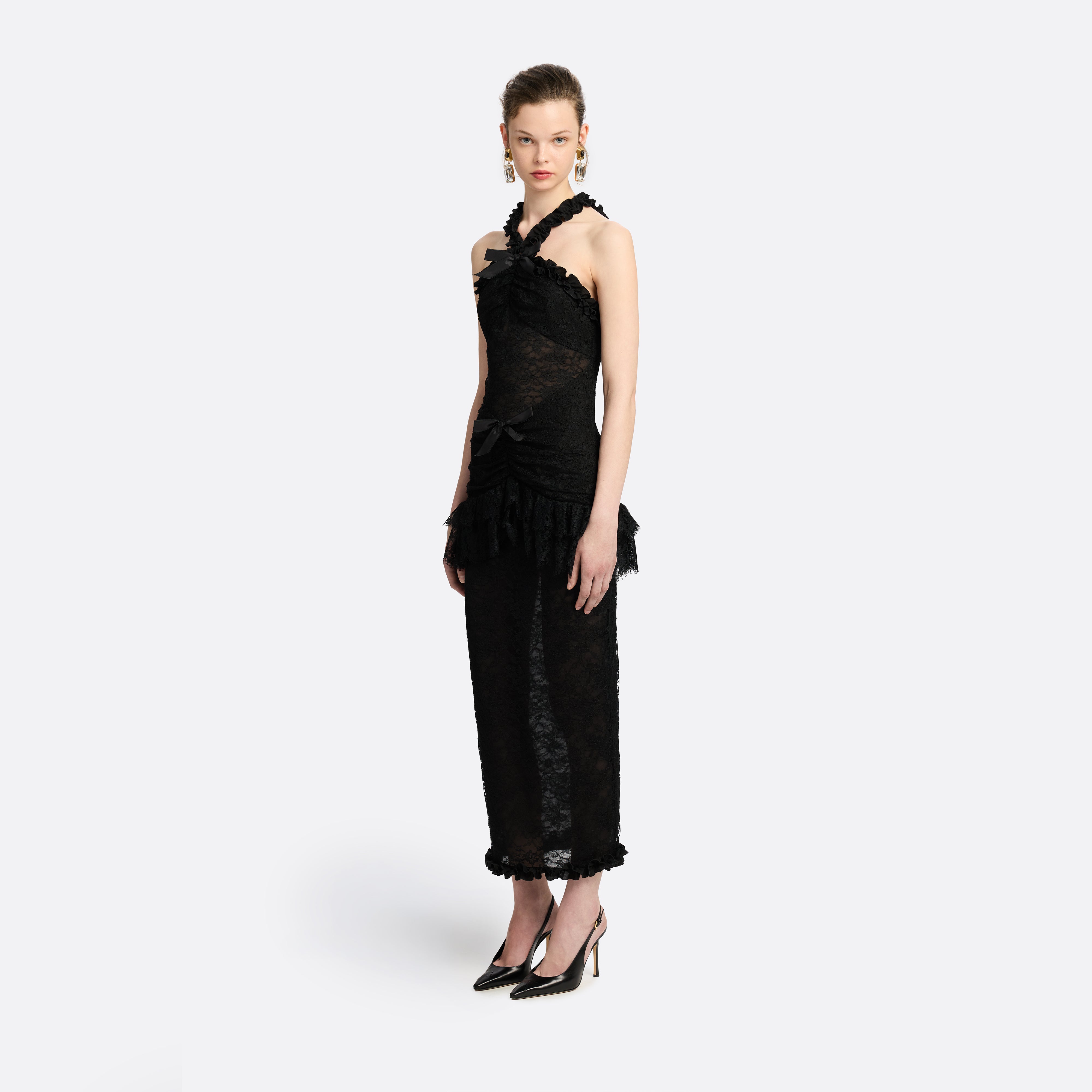 Alessandra Rich Dresses robe soirée dentelle chantilly noir 36-46