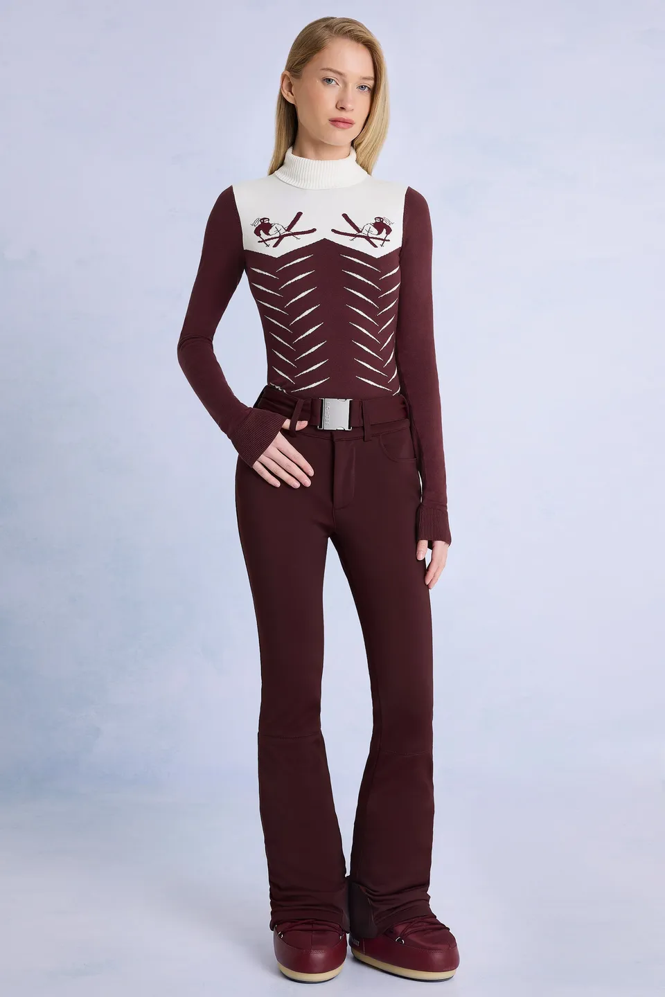 Oh Polly salopette ski imperméable bordeaux ceinture polaire