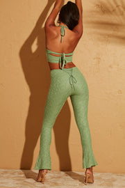 Oh Polly Zuni pantalon dentelle vert taille haute laçage