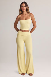 Oh Polly Lai Top caraco jaune modal col carré taille S