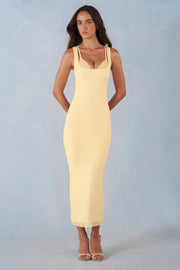 Oh Polly Sorelle robe midi jaune beurre dentelle modal