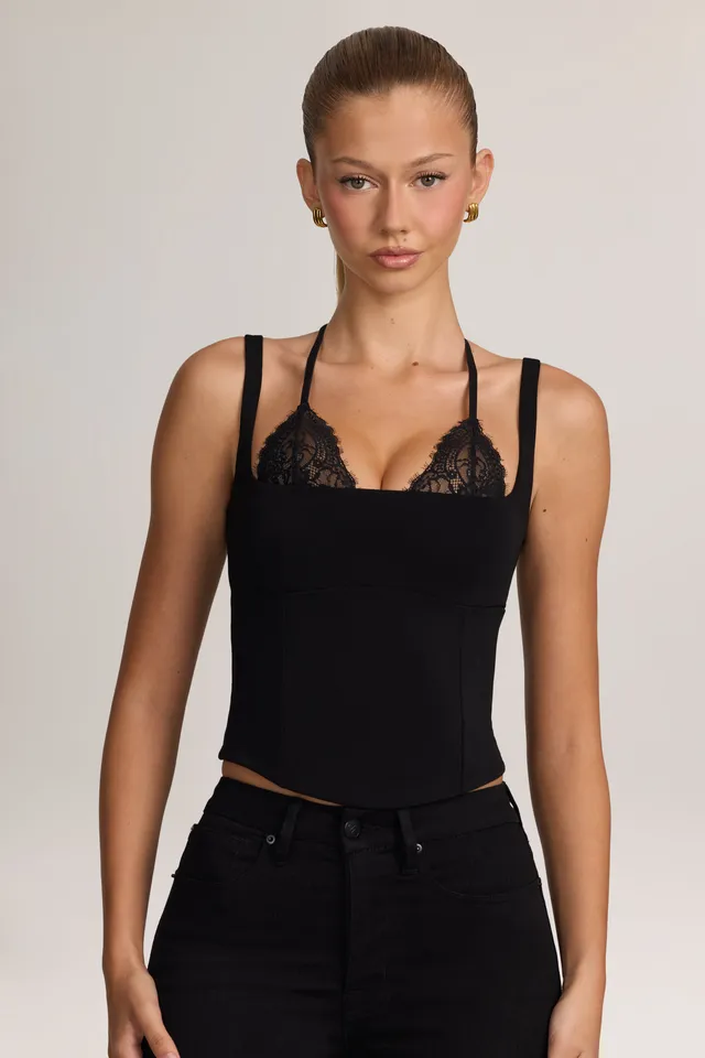 Oh Polly Albay débardeur noir dentelle