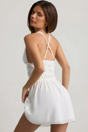 Oh Polly Kaelis Robe Mini Blanche Dos Croisé Évasée