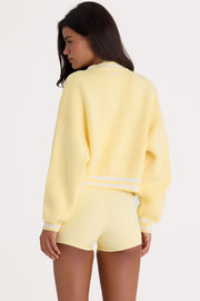 Oh Polly Knitwear cardigan court boutonné jaune pâle 100% coton
